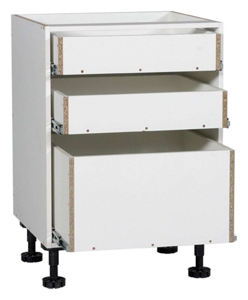 3 Drawer Base Kitchen Cabinet — 600 W × 720 H × 560 D mm